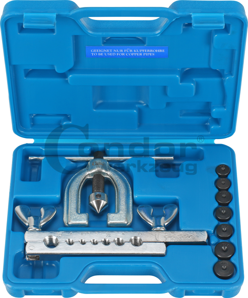 Kit d'outils d'évasement, outil d'évasement de tube à cône excentrique à 45  °, pour 4-19 mm / 0,2-0,7cuivre, aluminium, tubes en acier inoxydable